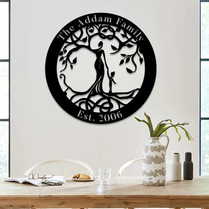 Customized Family Name And Est Date Tree Of Life Metal Art, Mother Nature Art Laser Cut Metal Signs Custom Gift Ideas