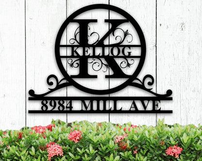 Personalized Family Name Monogram Sign, Metal Monogram Sign, Monogram Initial & Name Sign, Housewarming Gift, Wedding Gift, Door Hanger Sign, Metal Laser Cut Metal Signs Custom Gift Ideas