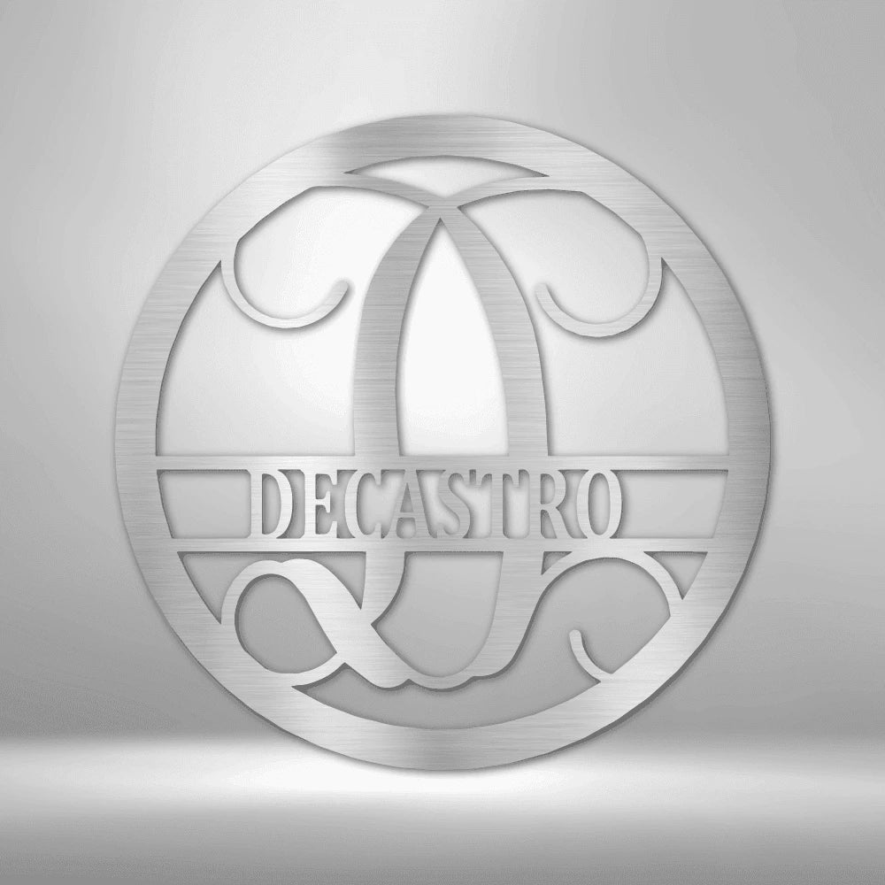 Personalized Circle Vine Monogram Steel Art Wall Decor Metal Name Sign Laser Cut Metal Signs Custom Gift Ideas
