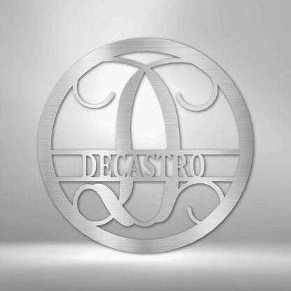 Personalized Circle Vine Monogram Steel Art Wall Decor Metal Name Sign Laser Cut Metal Signs Custom Gift Ideas