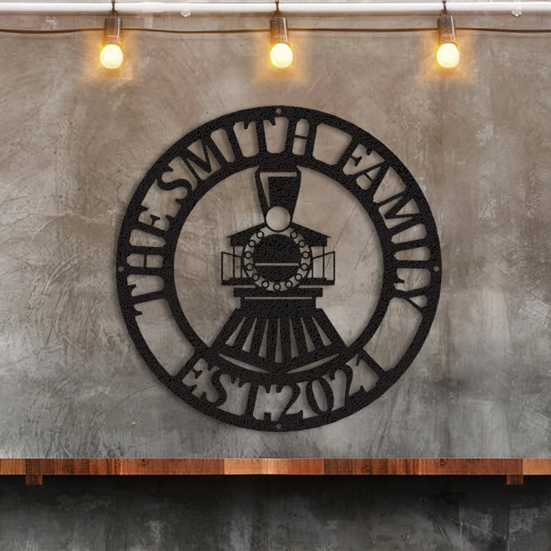 Personalized Train Sign Cut Metal Sign Metal House Sign