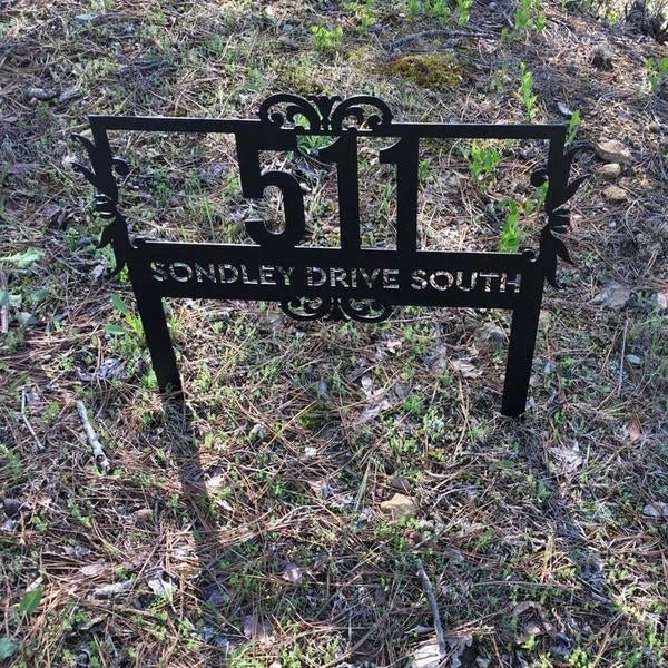 Lawn Address Monogram Cut Metal Sign Metal House Sign