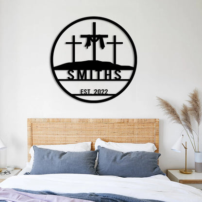 Custom Name Crosses Metal Sign, Jesus Christ Wall Art Laser Cut Metal Signs Custom Gift Ideas