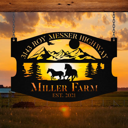 Personalized Metal Wild Horse Sign Monogram, Farm, Farmhouse, Stable, Acres, Metal Laser Cut Metal Signs Custom Gift Ideas