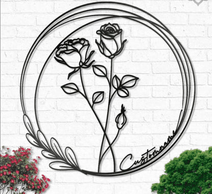 Vintage Floral Personalized Metal House Sign
