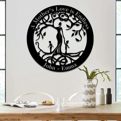 A Mother's Love Is Endless Tree Of Life Metal Sign, Housewarming Wedding Gift Laser Cut Metal Signs Custom Gift Ideas