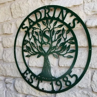 Family Name Sign, Tree Of Life Sign, Wall Decor, Plasma Cut Steel Sign ,custom Monogram,wreath, Welcome Sign, Personalized Sign, Home Decor Laser Cut Metal Signs Custom Gift Ideas