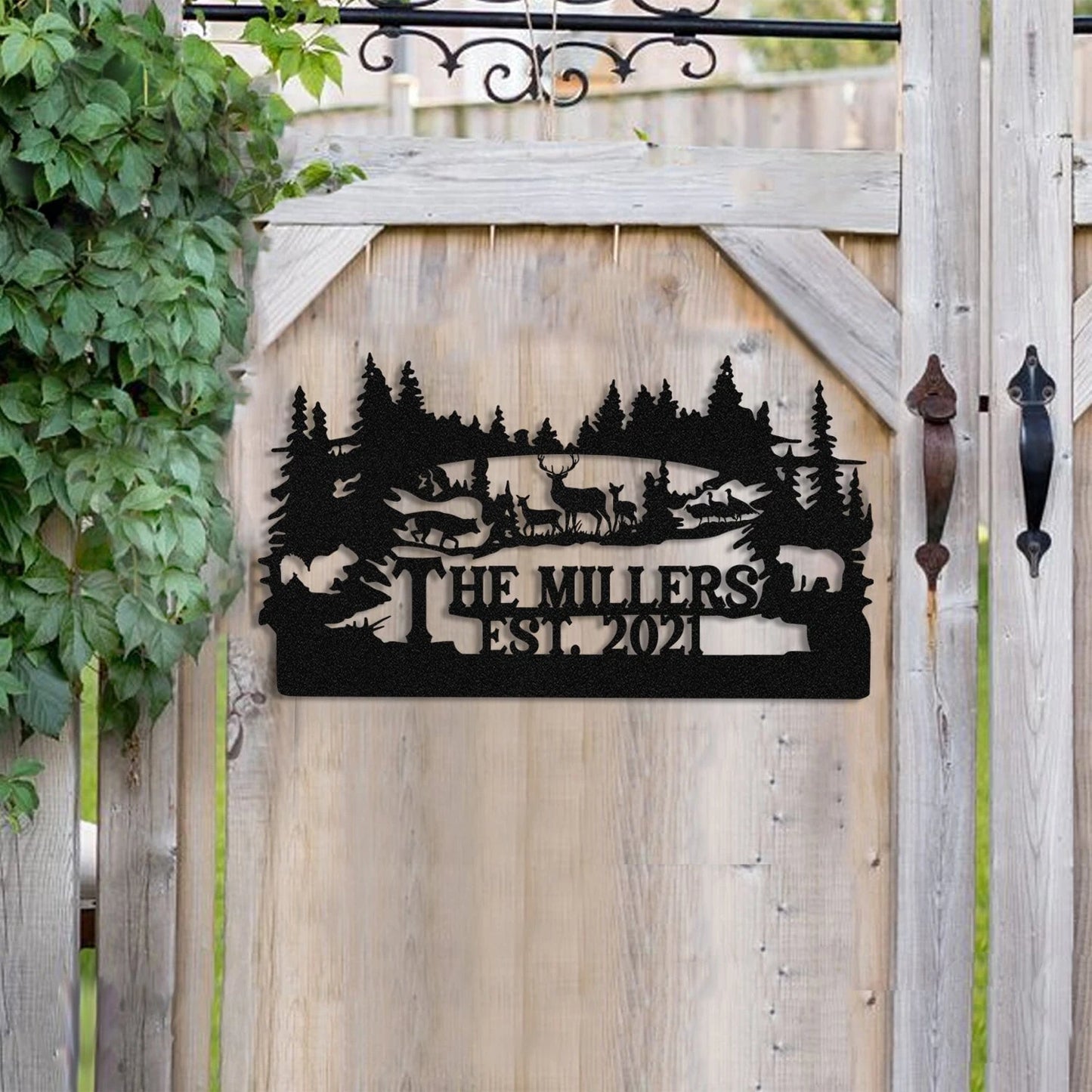 Personalized Family Name Turkey Bear Deer Hunting Metal Sign, Metal Laser Cut Metal Signs Custom Gift Ideas