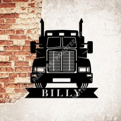 Custom Semi Truck Metal Wall Decor, Wall Hanging Steel Art For Him, Metal Laser Cut Metal Signs Custom Gift Ideas