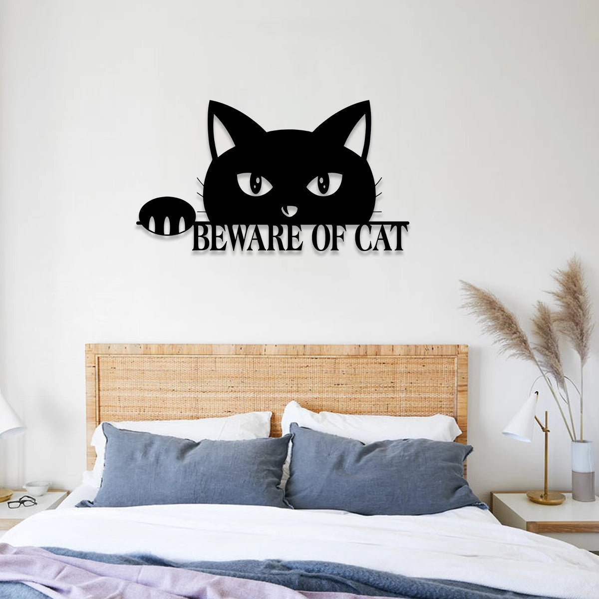 Beware Of Cat Funny Metal Sign, Wall Decor, Metal Laser Cut Metal Signs