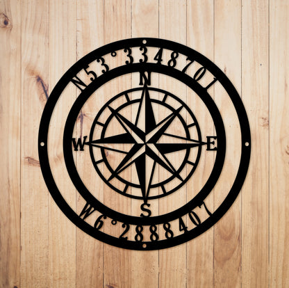 Nautical Compass Gps Coordinate Sign Cut Metal Sign Metal House Sign