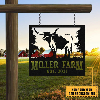 Metal Farm Sign Texas Longhorn Cattle Cow Laser Cut Metal Signs Custom Gift Ideas