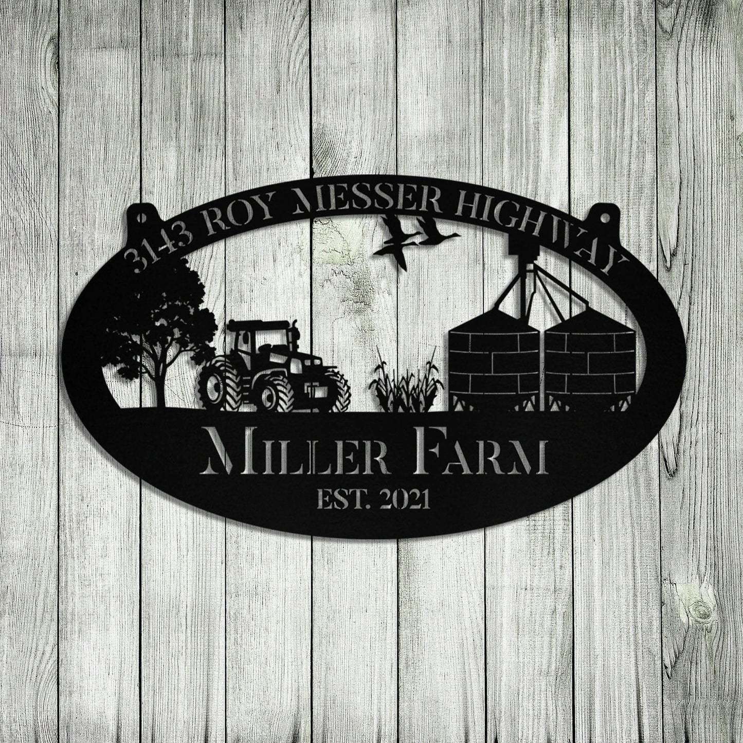 Personalized Metal Farm Sign Grain Bin Tractor Monogram Custom Outdoor Farmhouse Front Gate Wall Decor Art Gift