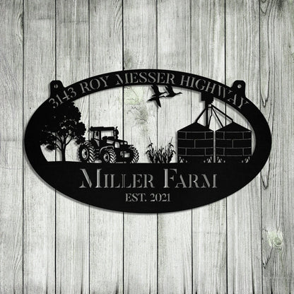 Personalized Metal Farm Sign Grain Bin Tractor Monogram Custom Outdoor Farmhouse Front Gate Wall Decor Art Gift