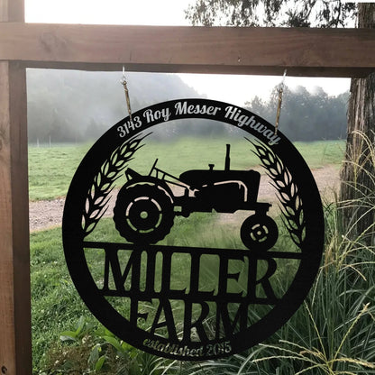 Personalized Metal Farm Sign Barn Tractor Monogram Custom Outdoor Farmhouse Entry Road Front Gate Wall Decor Gift