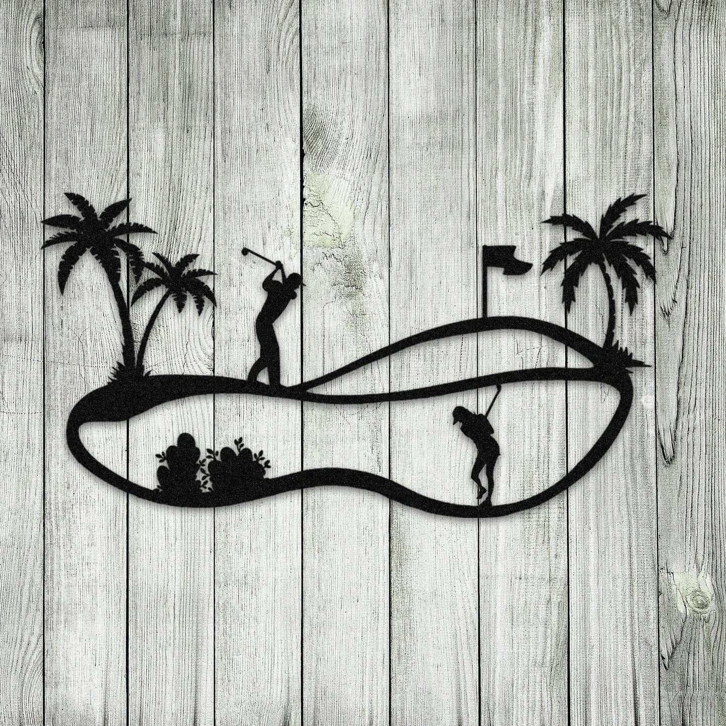 Golf Course Metal Art, Steel Door Hanging, Man Cave Wall Art Laser Cut Metal Signs Custom Gift Ideas