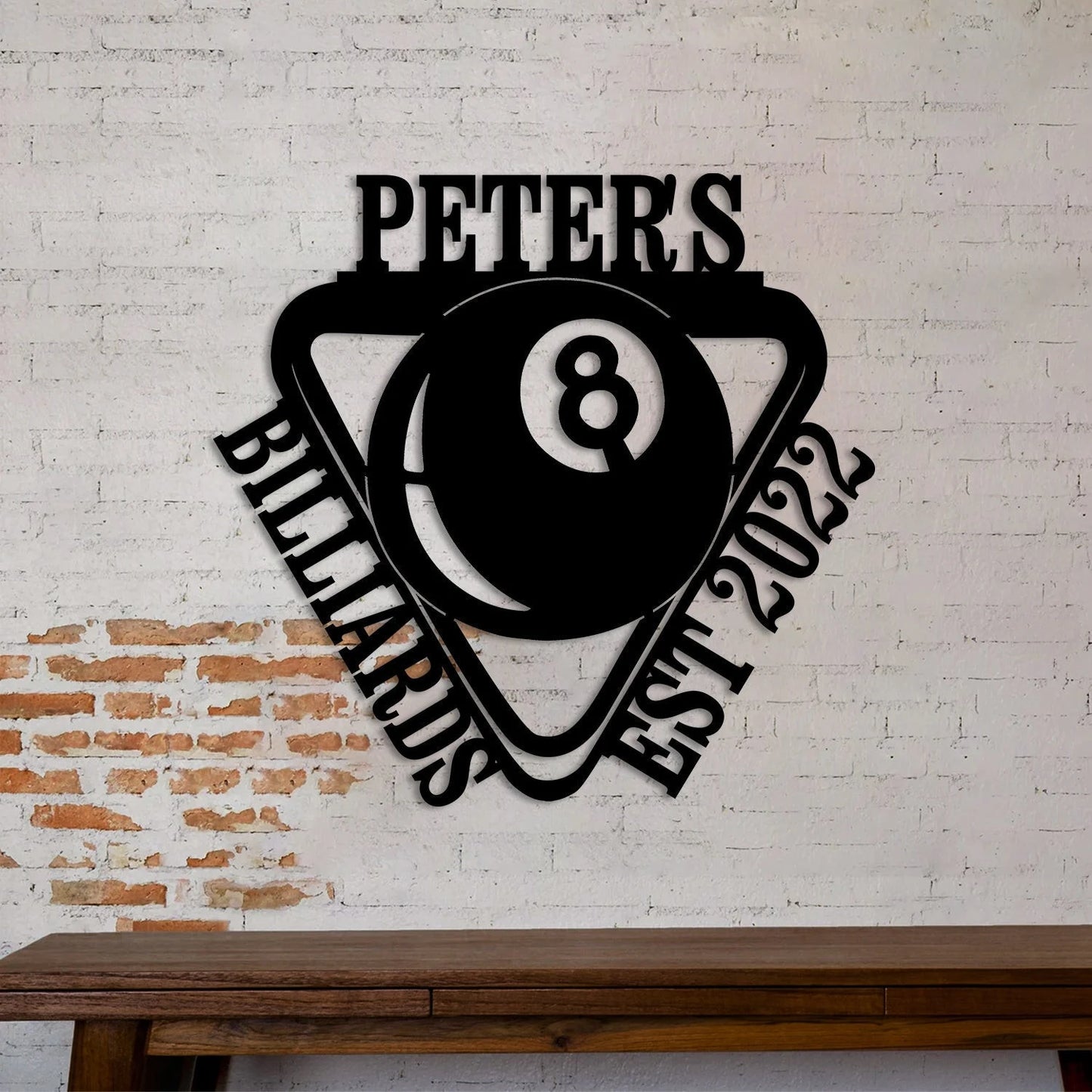 Customized 8 Ball Billards Metal Sign Monogram, Billards Room Decor Laser Cut Metal Signs Custom Gift Ideas