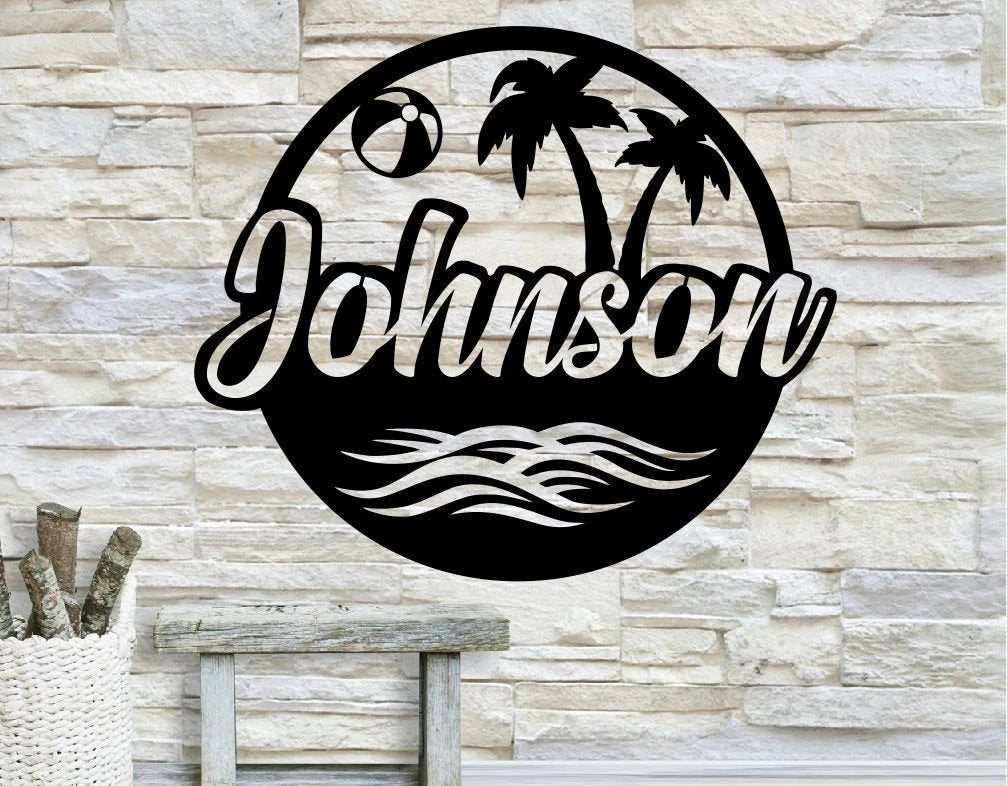 Personalized Backyard Pool Family Name Metal Sign, Outdoor Wall Decor, Metal Wall Decor, Pool Decor, Personalized Decor, Metal Wall Art, Laser Cut Metal Signs Custom Gift Ideas