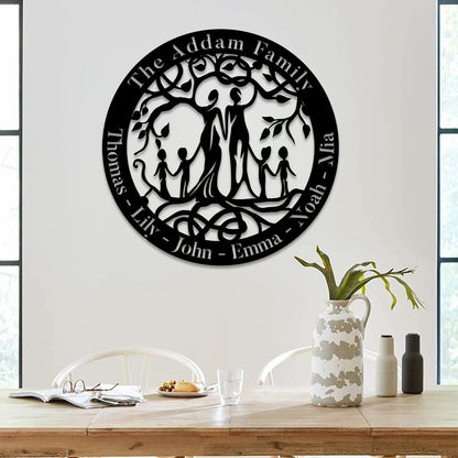 Custom Text Date Family Tree Of Life Metal Art, Mother Nature Wall Decor Laser Cut Metal Signs Custom Gift Ideas