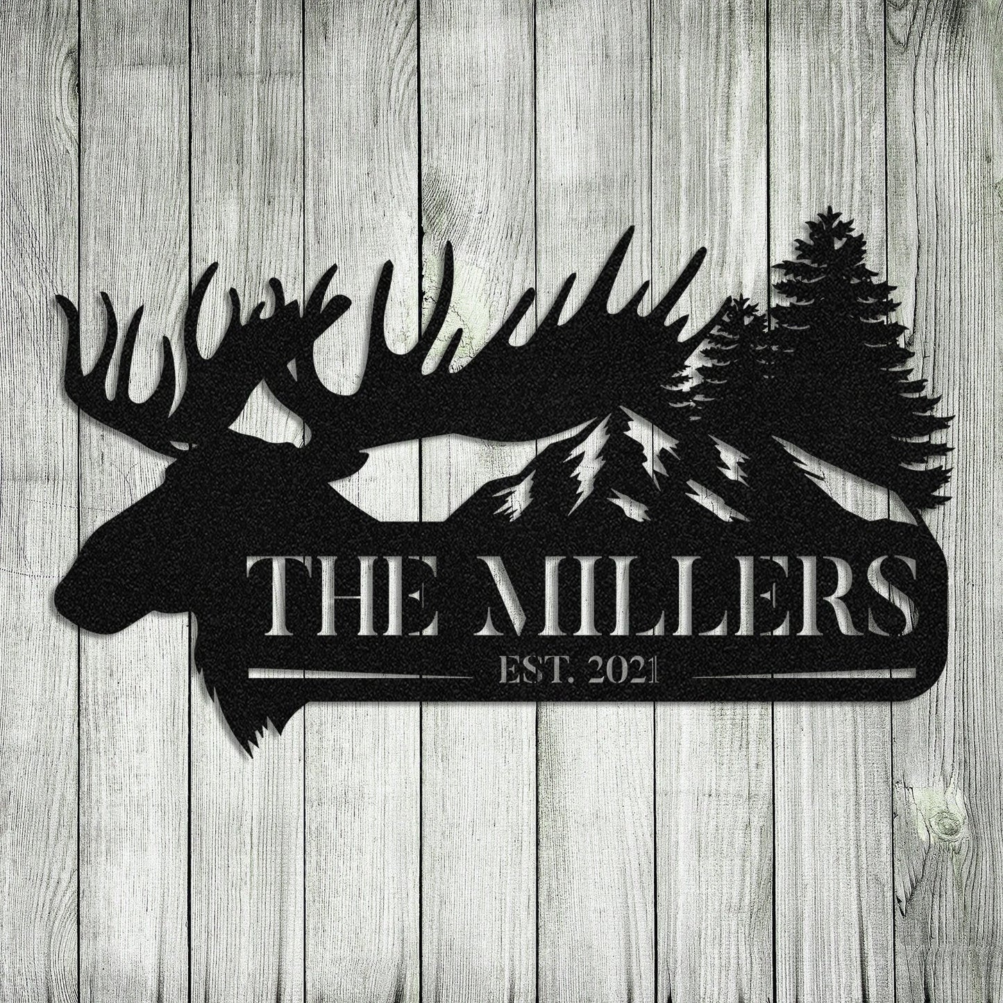 Moose Deer Hunting Hunter Metal Sign Monogram, Custom Outdoor Farm, Cabin, Lodge, Camp, Wall Decor, Metal Laser Cut Metal Signs Custom Gift Ideas