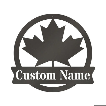 Maple Leaf Monogram Canada Metal Sign Personalized Maple Leaf Monogram Sign Family Address Sign Family Sign Canadian Gift