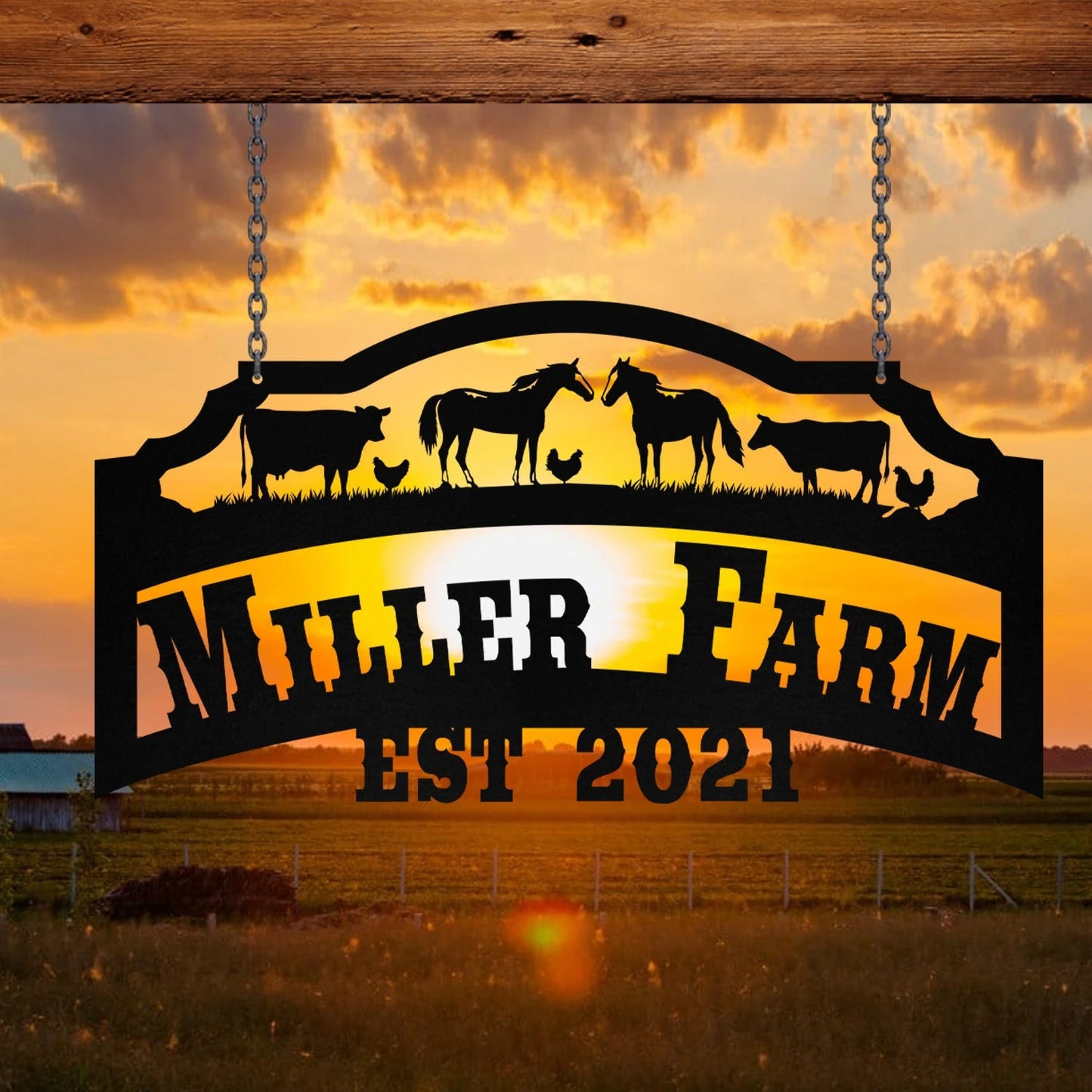 Personalized Metal Farm Sign Horse Cow Chicken, Custom Outdoor Farmhouse, Metal Laser Cut Metal Signs Custom Gift Ideas