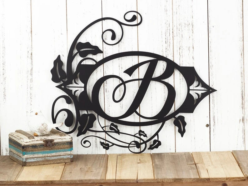 Hanging Monogram Metal Sign Black, Monogram Wall Art, Monogram, Monogram Wall Hanging, Metal Letter Laser Cut Metal Signs Custom Gift Ideas