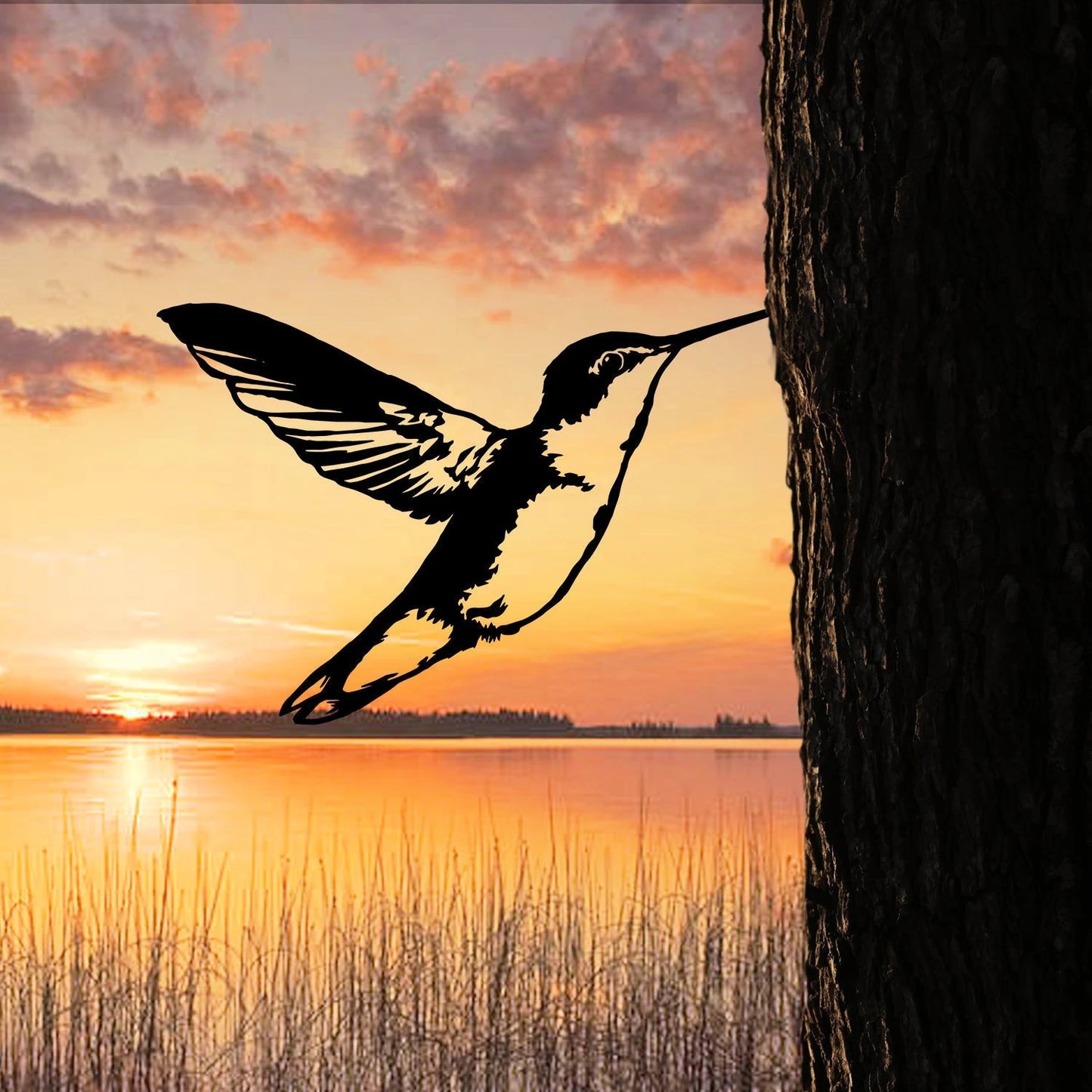Hummingbird Metal Tree Stake, Garden Decor, Mother's Day Gift Laser Cut Metal Signs Custom Gift Ideas