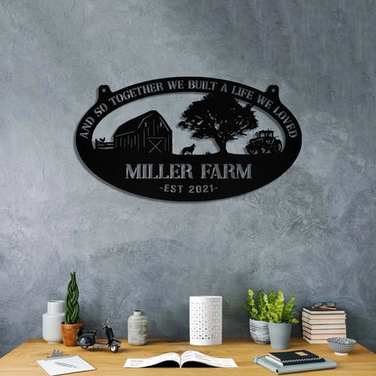 Personalized Metal Farm Sign Barn Dog Rooster Monogram Custom Outdoor Farmhouse Entry Road Front Gate Wall Decor Gift