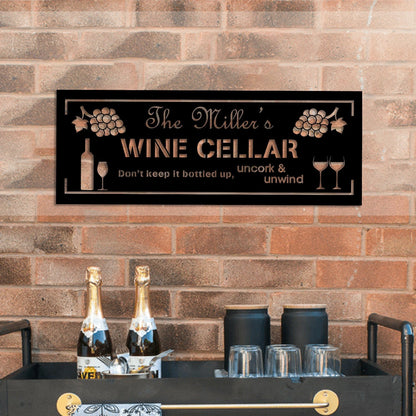 Grape Cellar Wine Metal Bar Sign, Custom Pub, Lounge, Caf Decor, Wedding, Anniversary Art Gift For Him her, Metal Laser Cut Metal Signs Custom Gift Ideas