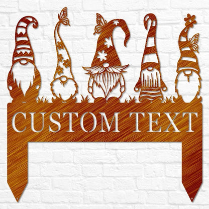 Garden Gnome Yard Stake Custom Family Name Sign Christmas Gnome Stakes Gnome Metal Art Gnome Monogram Yard Decor Outdoor Decor
