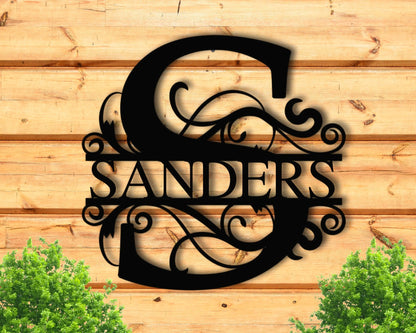 Custom Metal Name Sign, Split Letter Name Sign, Personalized Last Name Sign, Door Hanger, Outdoor Metal Sign, Wedding Gift, Monogram Laser Cut Metal Signs Custom Gift Ideas