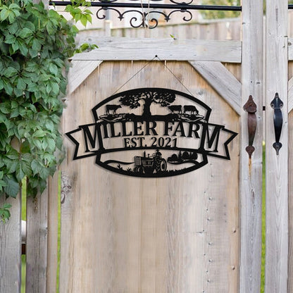 Personalized Metal Farm Sign Cow Tractor Monogram, Metal Laser Cut Metal Signs Custom Gift Ideas