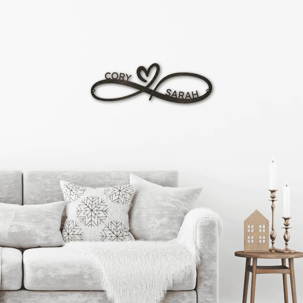 Personalized Infinity Couples Monogram Steel Art Wall Dcor Metal Name Sign Laser Cut Metal Signs Custom Gift Ideas