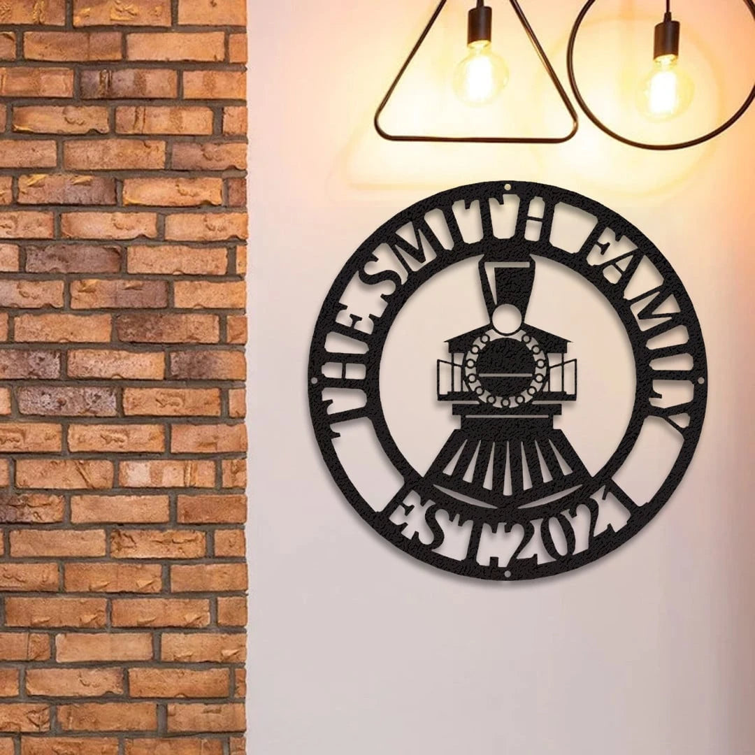Personalized Train Sign Cut Metal Sign Metal House Sign