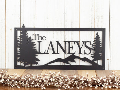 Custom Metal Sign, Last Name Sign, Family Name Sign, Wedding Gift, Name Sign, Custom Sign, Personalized Sign, Outdoor, Mountains, Laser Cut Metal Signs Custom Gift Ideas