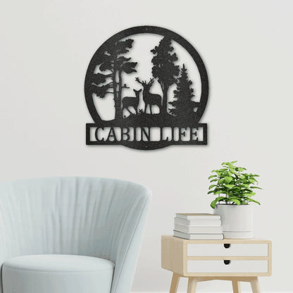 Personalized Deer in the Woods Steel Art Wall Decor Metal Name Sign Laser Cut Metal Signs Custom Gift Ideas