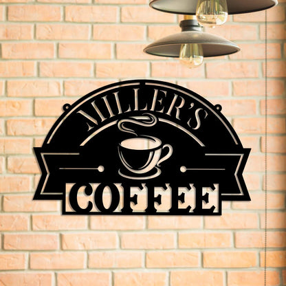 Personalized Coffee Metal Bar Sign, Custom Kitchen Housewarming Wall Decor, Wedding, Anniversary Art Gift, Metal Laser Cut Metal Signs Custom Gift Ideas