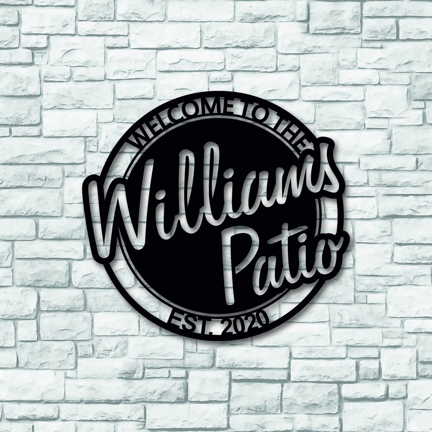 Personalized Welcome To The Patio With Established Date Metal Sign, Metal Last Name Sign, Personalized Metal Name Sign, Metal Wall Art Decor Laser Cut Metal Signs Custom Gift Ideas
