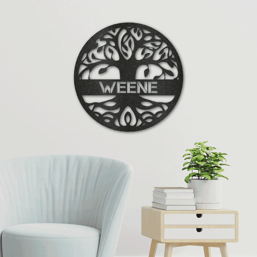 Personalized Tree of Life Steel Art Wall Decor Metal Name Sign Laser Cut Metal Signs Custom Gift Ideas