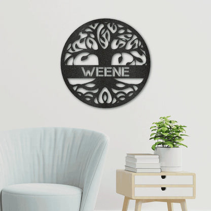 Personalized Tree of Life Steel Art Wall Decor Metal Name Sign Laser Cut Metal Signs Custom Gift Ideas