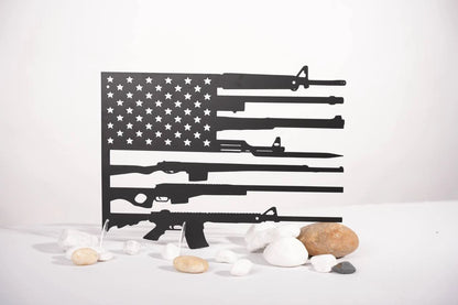 US Flag Military Guns Cut Metal Sign Laser Cut Metal Signs Custom Gift Ideas Best Veteran