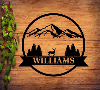 Personalized Family Name Metal Sign, Housewarming Gift, Door Hanger, Wedding Gift, Nature Metal Monogram Sign, Nature Metal Sign, Laser Cut Metal Signs Custom Gift Ideas