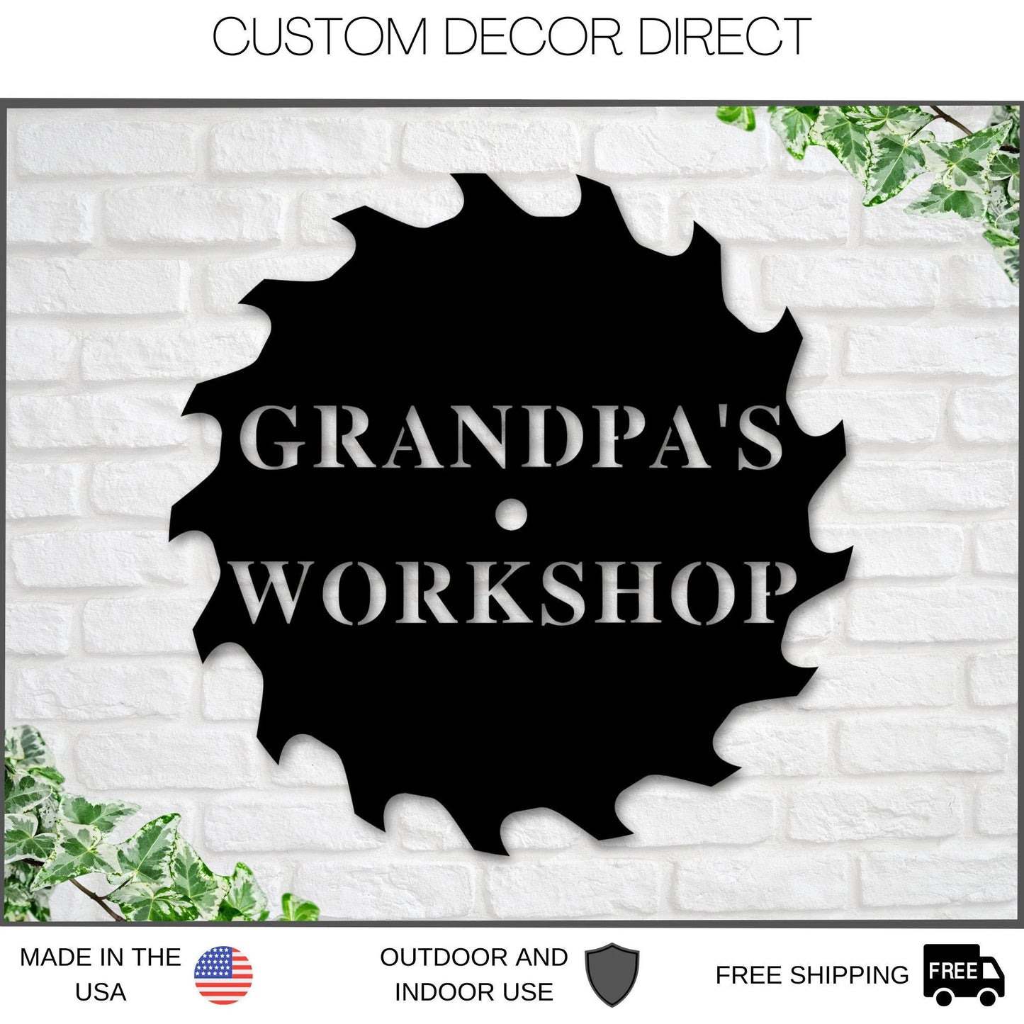 Grandpa's Workshop Sign, Crescent Wrench & Hammer Art, Gift For Grandpa, Woodworker Sign, Custom Workshop Sign, Grandpa Gift, Workshop Sign Laser Cut Metal Signs Custom Gift Ideas-2