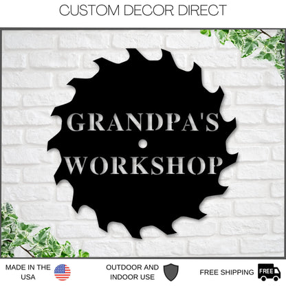 Grandpa's Workshop Sign, Crescent Wrench & Hammer Art, Gift For Grandpa, Woodworker Sign, Custom Workshop Sign, Grandpa Gift, Workshop Sign Laser Cut Metal Signs Custom Gift Ideas-2