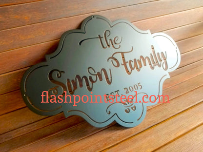 Custom Family Sign Established, Metal Wall Art, Personalized Name, Plasma Cut Steel Sign ,steel Art, Powder Coated, Handmade Laser Cut Metal Signs Custom Gift Ideas