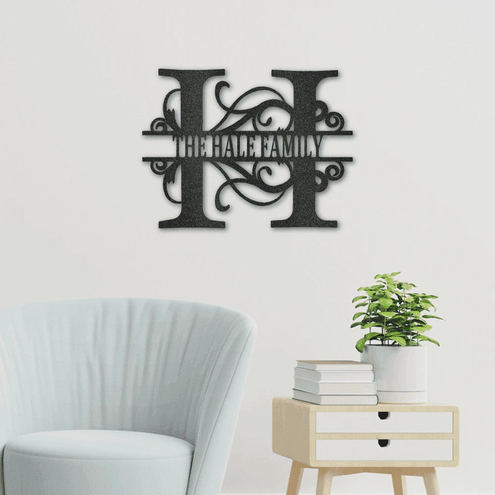 Personalized Split Letter Monogram Steel Art Wall Decor Metal Name Sign Laser Cut Metal Signs Custom Gift Ideas