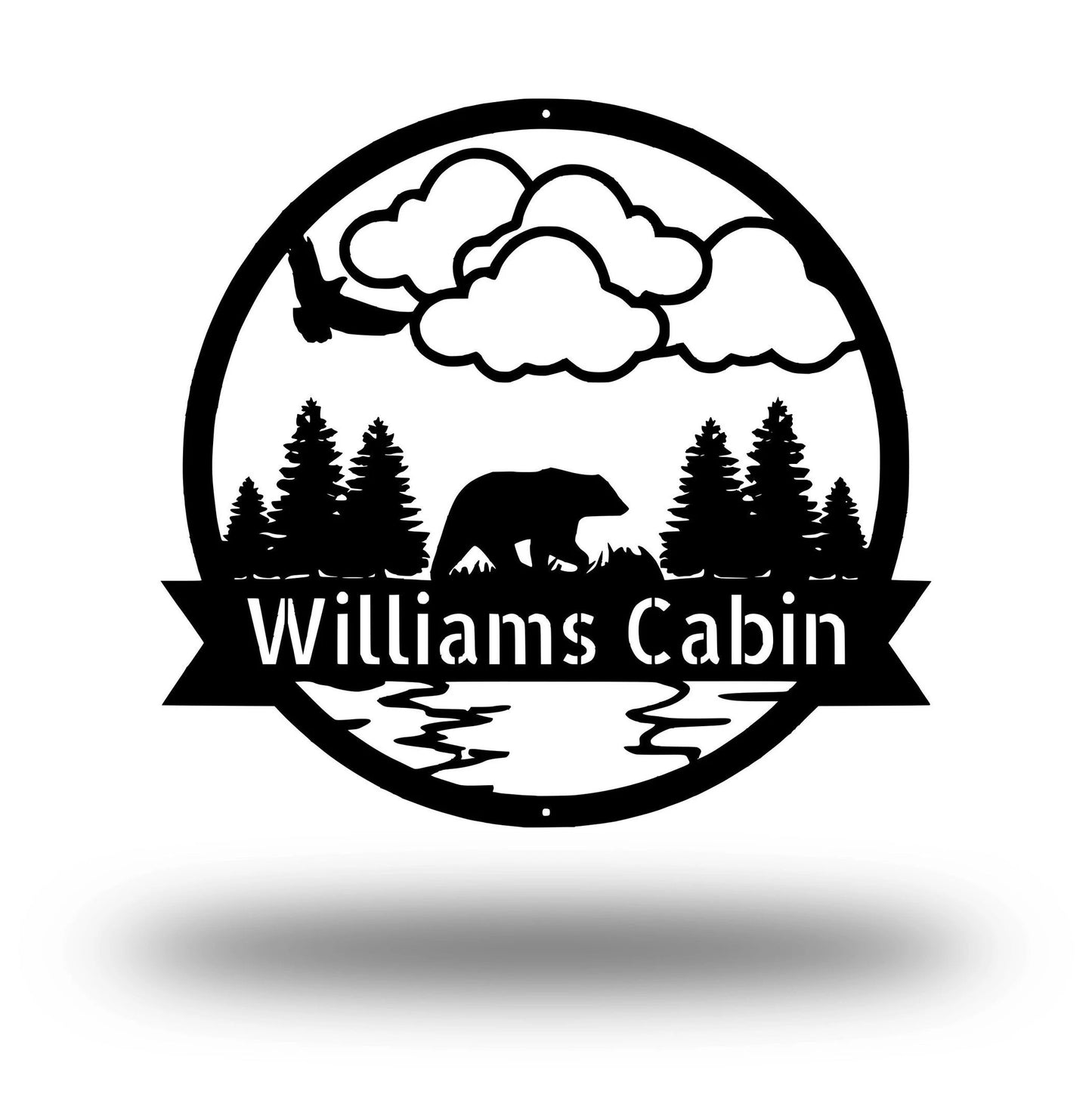 Personalized Bear Metal Sign, Bear In Woods Cabin Sign, Family Name Black Bear Sign, Personalized Bear Sign, Laser Cut Metal Signs Custom Gift Ideas