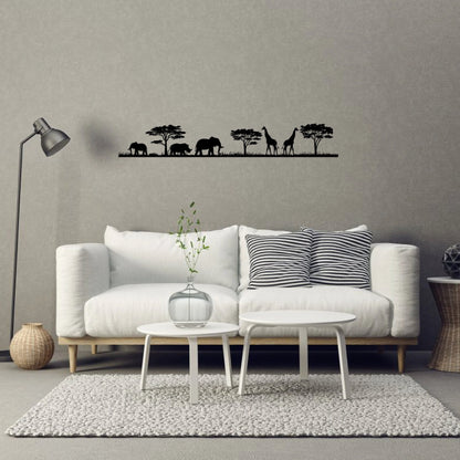 Safari Animals Metal Wall Decor, Elephant Giraffe Metal Wall Art, Africa Animals Wall Decor, Office Living Room Bedroom Patio Wall Decor, Metal Laser Cut Metal Signs Custom Gift Ideas