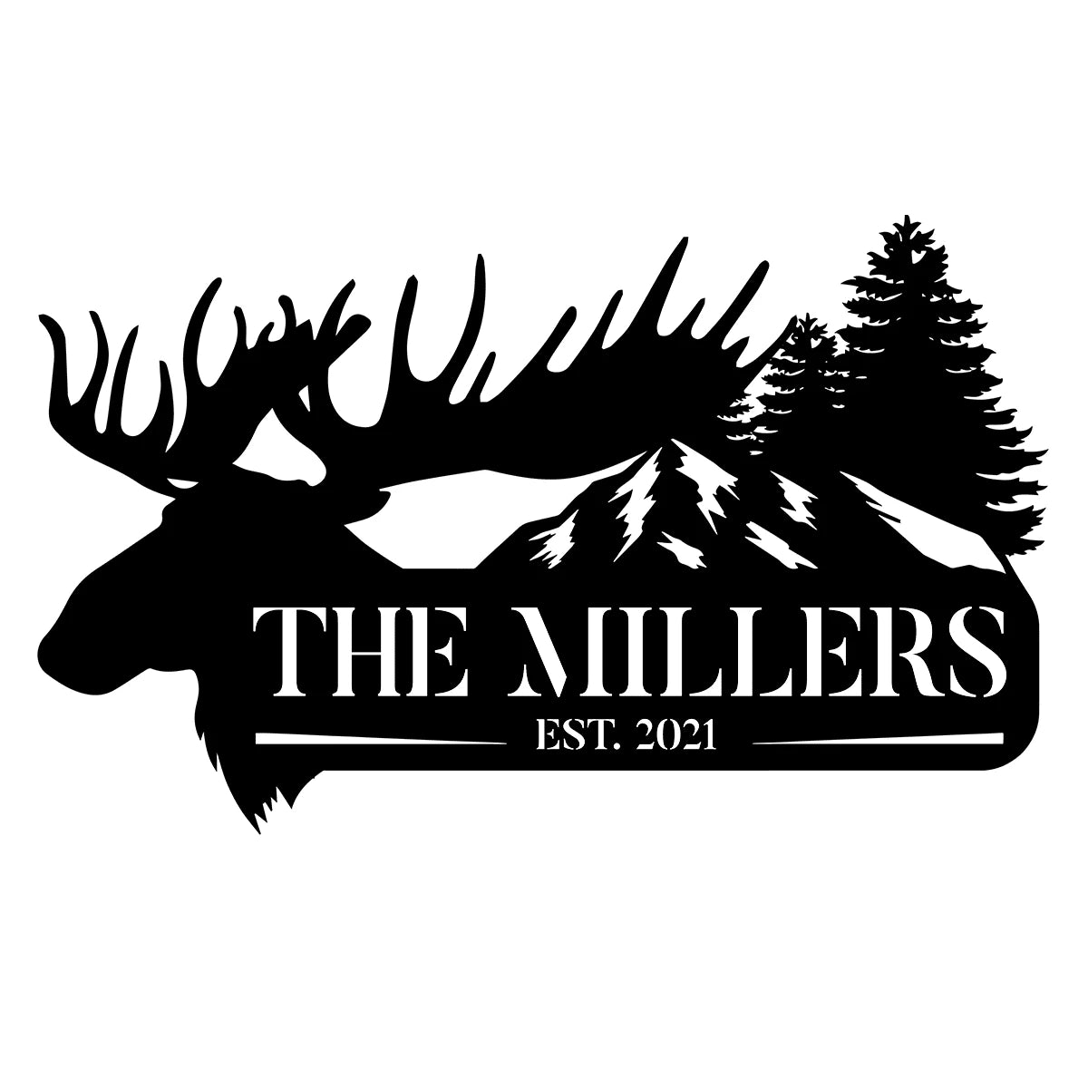 Moose Deer Hunting Hunter Metal Sign Monogram, Custom Outdoor Farm, Cabin, Lodge, Camp, Wall Decor, Metal Laser Cut Metal Signs Custom Gift Ideas